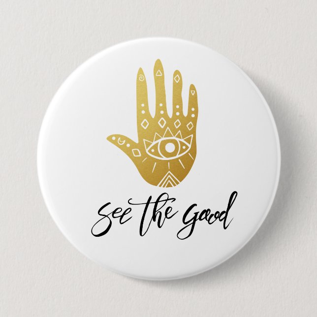 See the Good Hamsa Button (Front)