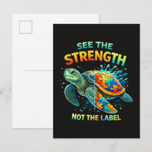 See the Strength Turtle Autism Acceptance Announcement Postcard