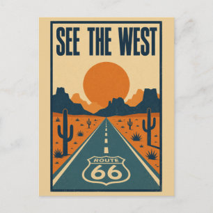 See The West Route 66 Vintage Desert Highway Postcard