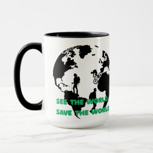 See the World Save the World Cycling Hiking Mug