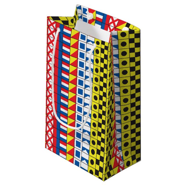 See Worthy_Signal Flags pattern_I Love to sail2 Small Gift Bag (Front Angled)