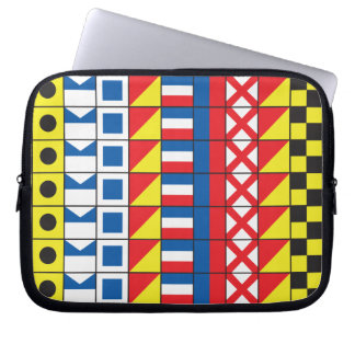 See Worthy_Signal Flags pattern_I Love to sail Laptop Sleeve