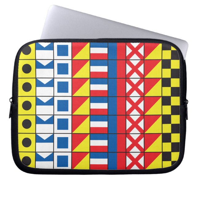See Worthy_Signal Flags pattern_I Love to sail Laptop Sleeve (Front)