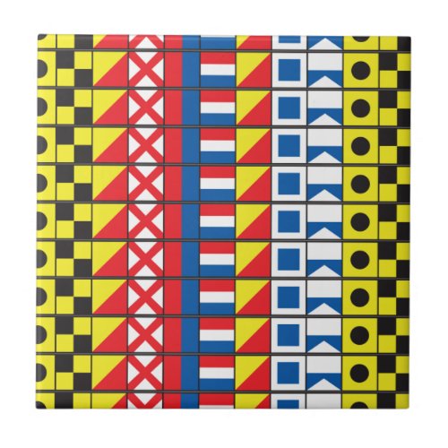 See Worthy_Signal Flags pattern_I Love to sail Tile