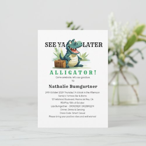 See Ya Later Alligator Going Away Invitation