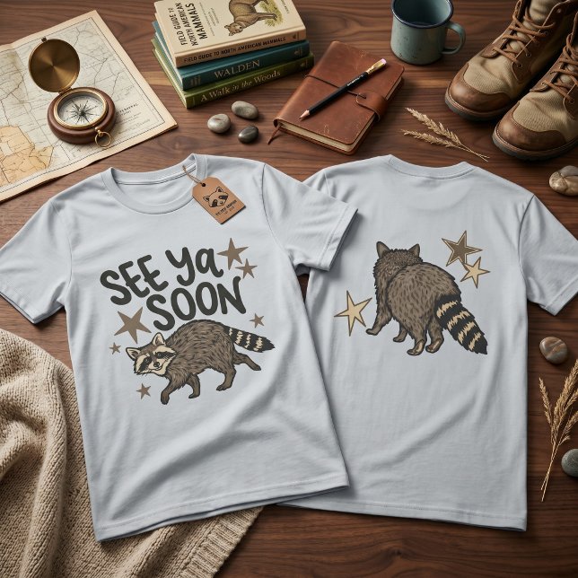 See Ya Soon Raccoon Double Sided Graphic Tee | Fun (See Ya Soon Raccoon Double Sided Graphic Tee | Funny Retro Animal Shirt)