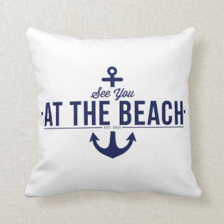 See You At The Beach, Stylish, Vintage Pillow