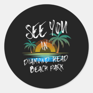 See You Honolulu Vintage Oahu Hawaii Surfer Men Wo Classic Round Sticker
