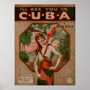 See you in Cuba, retro sheet music cover Poster