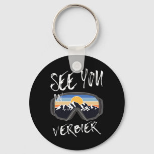 See You In Verbier Switzerland Hiking Vacation Ski Keychain