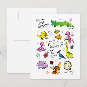 See You Later Alligator – Cute Animal Farewell Pun Postcard
