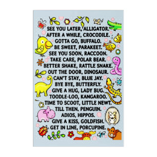 See You Later Alligator Fun Animal Goodbye Poem Acrylic Print