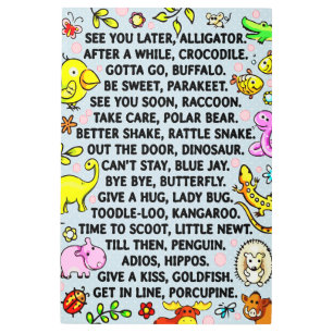 See You Later Alligator Fun Animal Goodbye Poem Metal Print