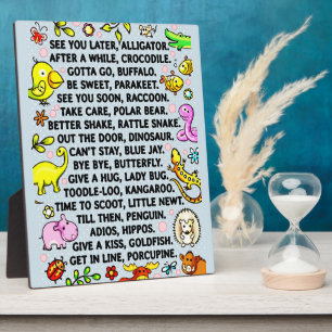 See You Later Alligator Fun Animal Goodbye Poem  Plaque