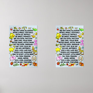 See You Later Alligator Fun Animal Goodbye Poem Wall Art Sets