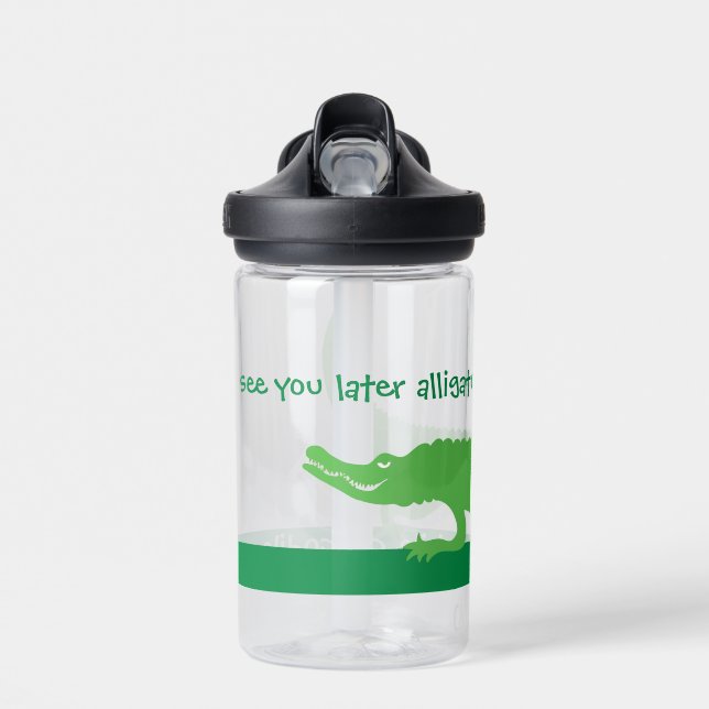See You Later Alligator Green  Water Bottle (Front)
