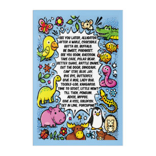 See You Later Alligator Rhyme Poster – Cute Animal Acrylic Print