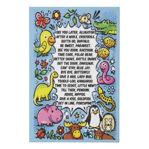 See You Later Alligator Rhyme Poster – Cute Animal Faux Canvas Print