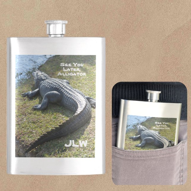 See You Later Alligator with Initials Everglades Flask (Creator Uploaded)