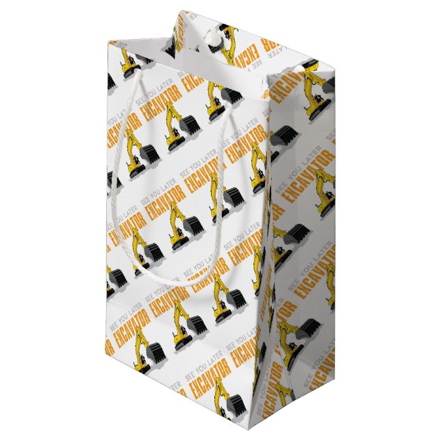 See You Later Excavator Toddler Boy Kids Small Gift Bag (Front Angled)