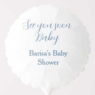 see you soon baby shower blue name date simple balloon