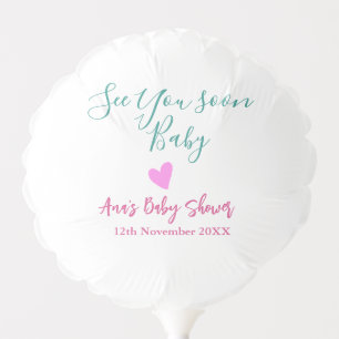 see you soon baby shower green pink heart trendy m balloon