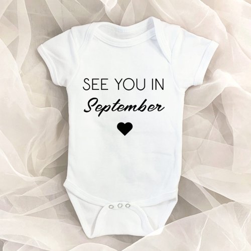 See You Soon Custom Pregnancy Announcement Reveal Baby Bodysuit