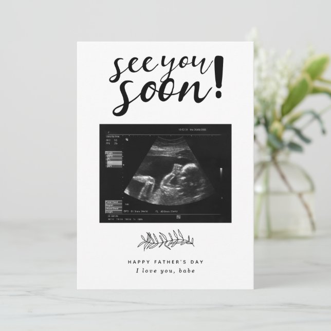 See you Soon Dad Minimalist Surprise Father's Day  Holiday Card (Standing Front)