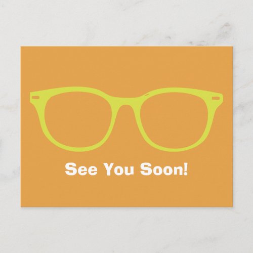 See You Soon Eyeglasses Postcard Lime  Orange
