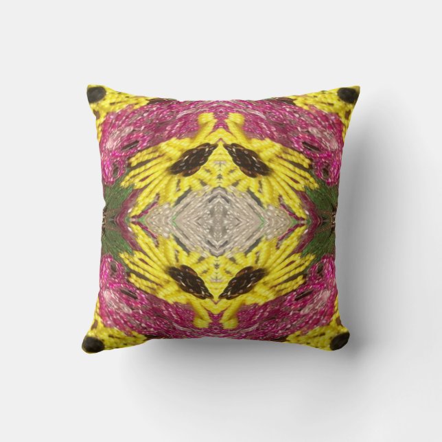 Seed Beading Floral Arrangement Pattern Abstract  Throw Pillow (Back)