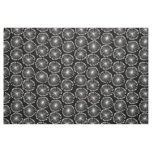 Seed Heads - White on Black Fabric