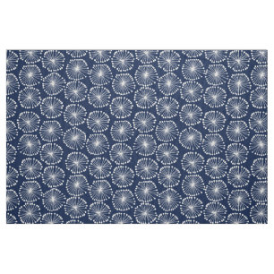 Seed Heads - White on Dark Blue Indigo 001744 Fabric