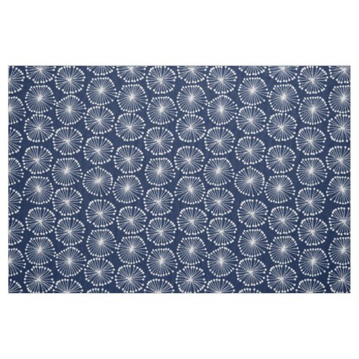 Seed Heads - White on Dark Blue Indigo 001744 Fabric