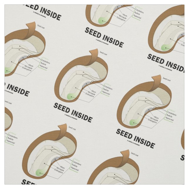 Seed Inside Bean Anatomy Humor Fabric (Swatch)