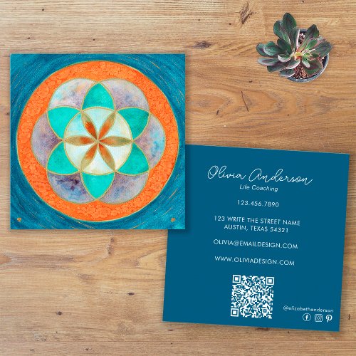 Seed Of Life Connect With Us Social Media QR Code Square Business Card