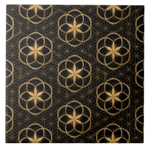 Seed of life in Flower of Life Pattern Ceramic Tile