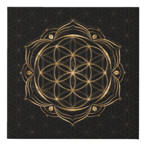 Seed of life in Lotus _ Sacred Geometry Faux Canvas Print