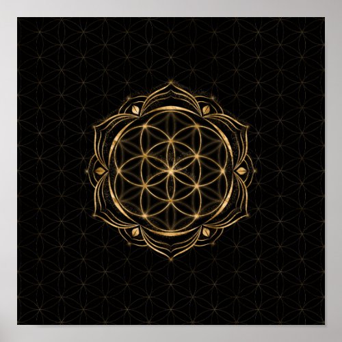 Seed of life in Lotus _ Sacred Geometry Poster