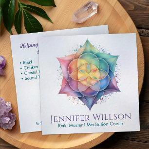 Seed of life in Lotus Square Business Card