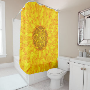 Seed of life in Sunflower - Sacred Geometry Shower Curtain