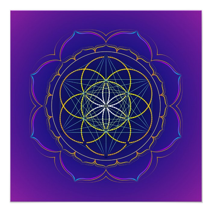 Seed of Life & Metatron's cube mandala Poster | Zazzle.com