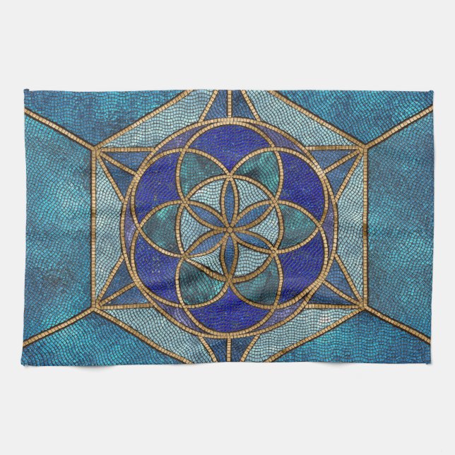 Seed of life Mosaic Ornament Kitchen Towel (Horizontal)