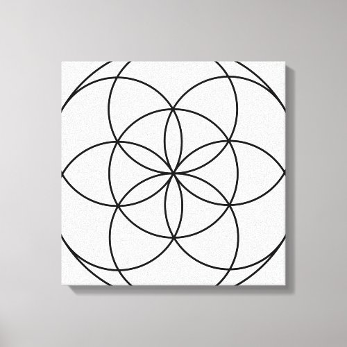 Seed of Life Sacred Geometry black  white Canvas Print