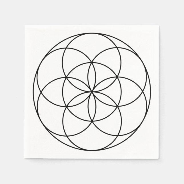 Seed of Life Sacred Geometry black & white Napkins (Front)