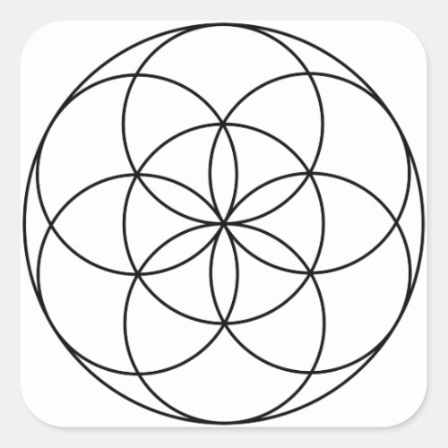 Seed of Life Sacred Geometry black  white Square Sticker
