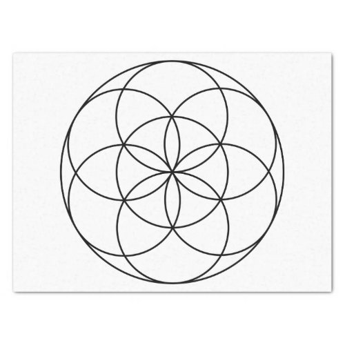 Seed of Life Sacred Geometry black  white Tissue Paper