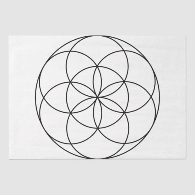 Seed of Life Sacred Geometry black & white Tissue Paper (Front)