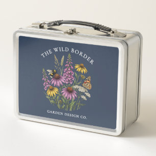 Seed Organizer Navy Storage Tin Bee-Friendly Metal Lunch Box