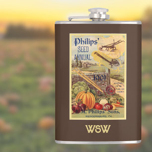 Seed Packet Catalog Brown Vintage Farming Monogram Flask