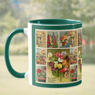 Seed Packet Collage Vintage Flower and Farming Mug